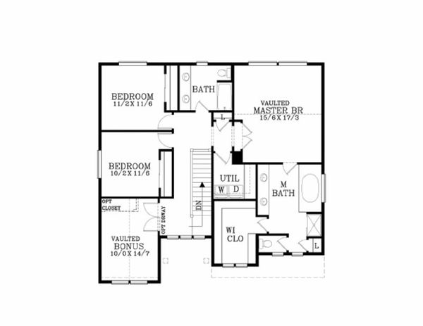 Craftsman Floor Plan - Upper Floor Plan #53-452