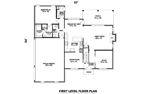Floor Plan - Main Floor for Traditional House Plan #81-13682 - 5 bed, 3.5 bath