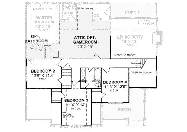 Home Plan - Traditional Floor Plan - Upper Floor Plan #20-373