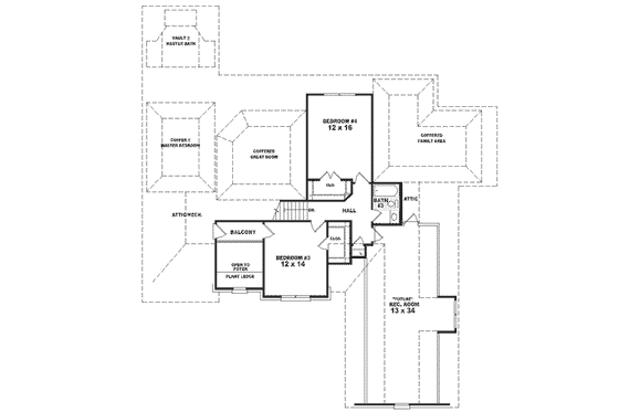Floor Plan - Upper Floor for Traditional House Plan #81-344 - 4 bed, 3.5 bath