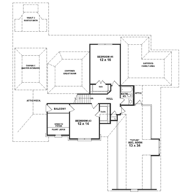 Floor Plan - Upper Floor for Traditional House Plan #81-344 - 4 bed, 3.5 bath