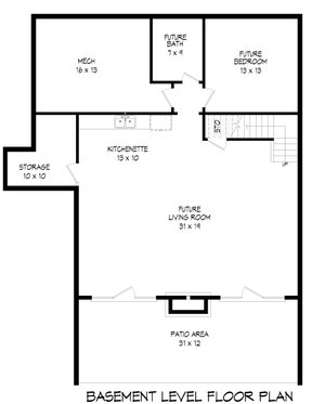Floor Plan - Lower Floor for Traditional House Plan #932-426 - 3 bed, 2.5 bath