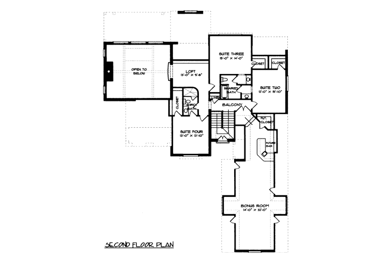Dream House Plan - Floor Plan - Upper Floor for European House Plan #413-832 - 4 bed, 3.5 bath