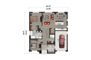European Style House Plan - 2 Beds 1 Baths 1405 Sq/Ft Plan #25-4973 