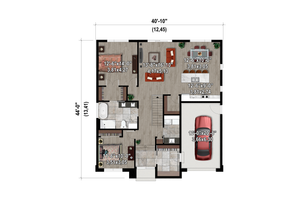 Floor Plan - Main Floor for European House Plan #25-4973 - 2 bed, 1 bath