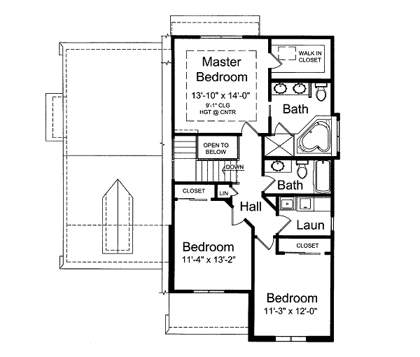 Traditional Floor Plan - Upper Floor Plan #46-423