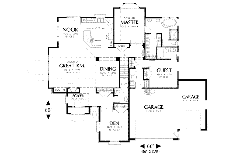 Home Plan - Floor Plan - Main Floor for European House Plan #48-157 - 4 bed, 3.5 bath