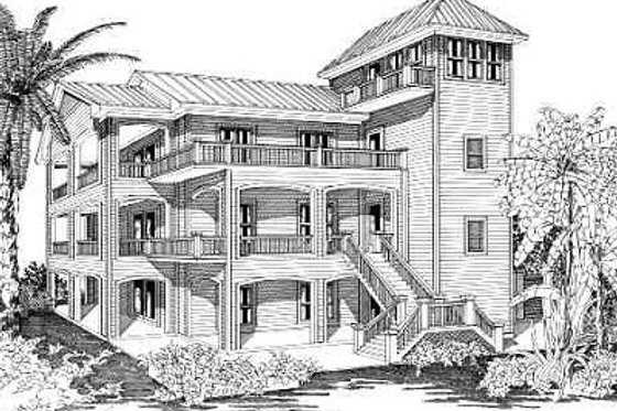 Exterior - Front Elevation for Beach House Plan #329-264 - 4 bed, 4.5 bath