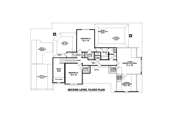 Floor Plan - Upper Floor for Colonial House Plan #81-1583 - 3 bed, 3 bath