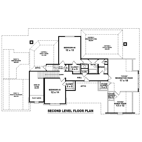 Colonial Floor Plan - Upper Floor Plan #81-1583