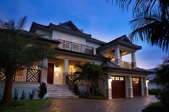 Exterior - Front Elevation 3 for Beach House Plan #548-20 - 4 bed, 4.5 bath