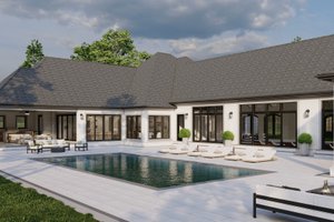 Exterior - Rear Elevation for European House Plan #923-69 - 4 bed, 4.5 bath