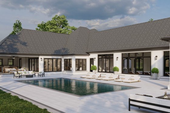 Exterior - Rear Elevation for European House Plan #923-69 - 4 bed, 4.5 bath