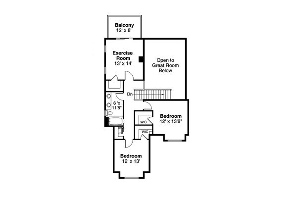 Traditional Floor Plan - Upper Floor Plan #124-1190