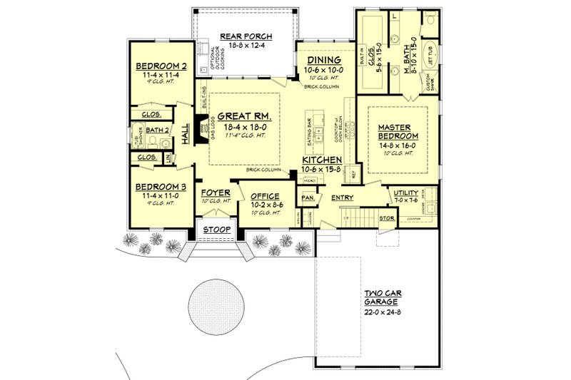 Dream House Plan - Floor Plan - Main Floor for European House Plan #430-107 - 3 bed, 2 bath