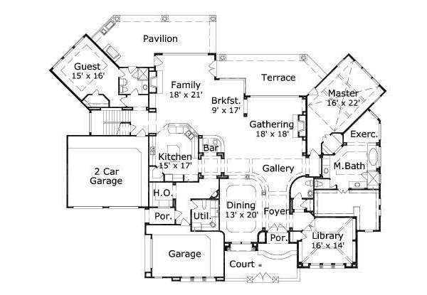 Mediterranean Floor Plan - Main Floor Plan #411-724