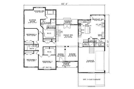 Floor Plan - Main Floor for European House Plan #17-1108 - 4 bed, 2 bath
