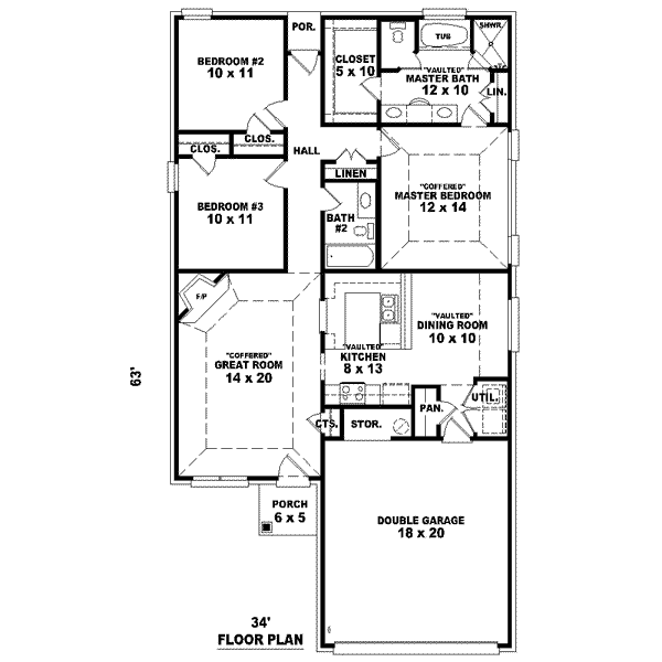 Floor Plan - Main Floor for European House Plan #81-1417 - 3 bed, 2 bath