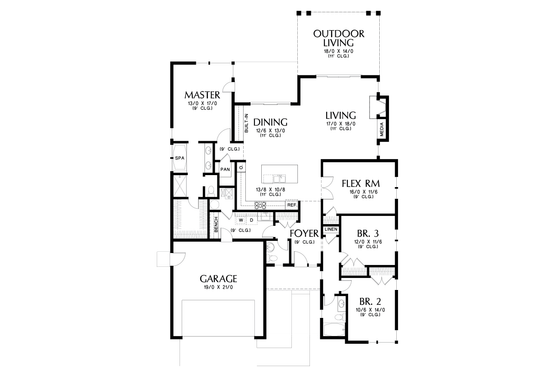 Floor Plan - Main Floor for Contemporary House Plan #48-687 - 3 bed, 2.5 bath