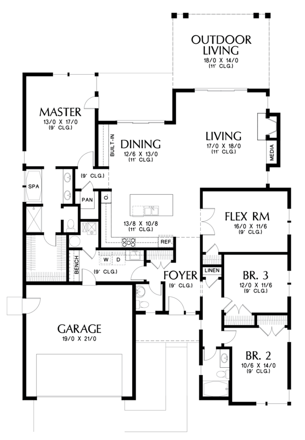 Contemporary Floor Plan - Main Floor Plan #48-687