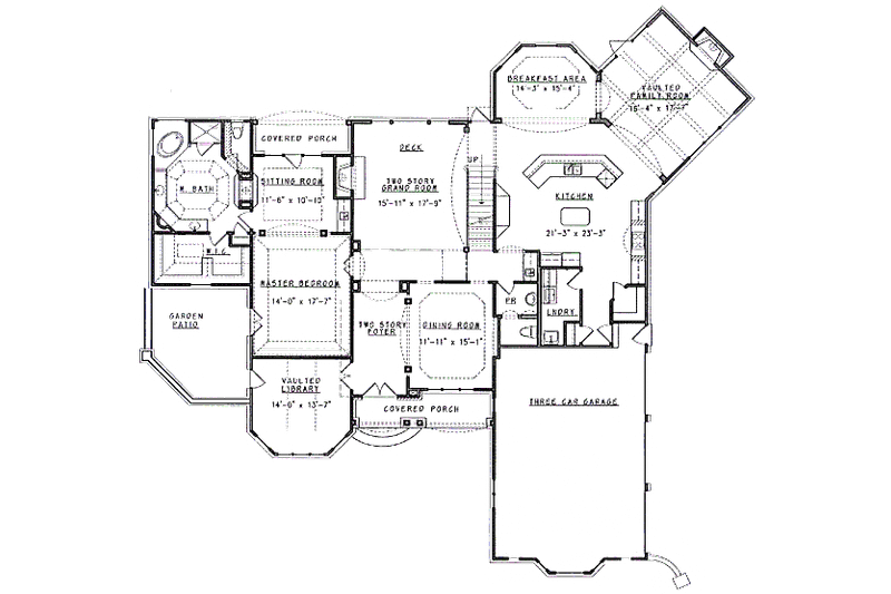 House Blueprint - Floor Plan - Main Floor for European House Plan #54-162 - 4 bed, 5.5 bath