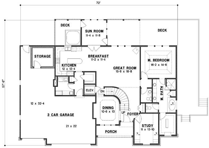 Traditional Style House Plan - 3 Beds 5.5 Baths 4799 Sq/Ft Plan #67-889 ...