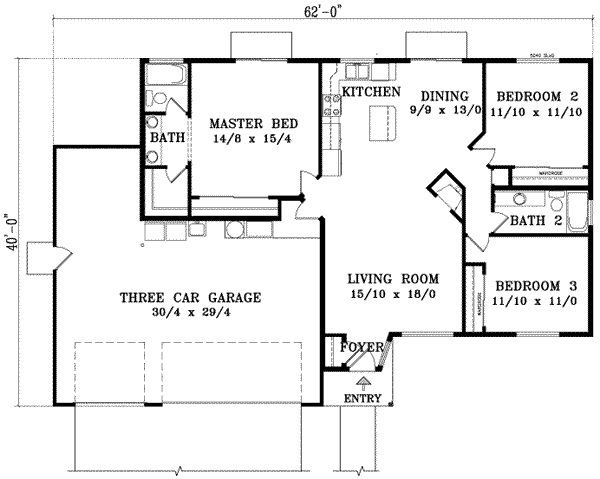Adobe / Southwestern Style House Plan - 3 Beds 2 Baths 1411 Sq/Ft Plan ...