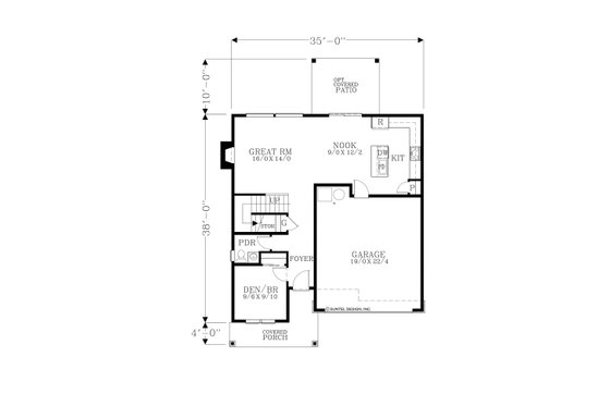 Floor Plan - Main Floor for Prairie House Plan #53-734 - 5 bed, 2.5 bath