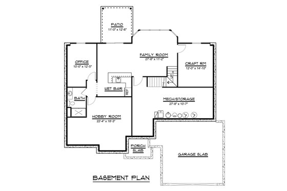 Floor Plan - Lower Floor for Ranch House Plan #1064-42 - 4 bed, 2.5 bath