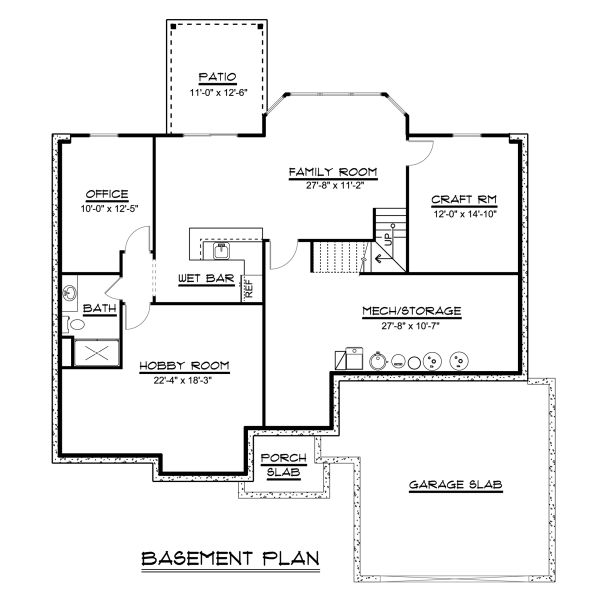 Ranch Floor Plan - Lower Floor Plan #1064-42