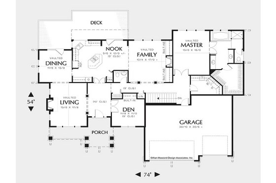 Floor Plan - Main Floor for Craftsman House Plan #48-169 - 3 bed, 2.5 bath