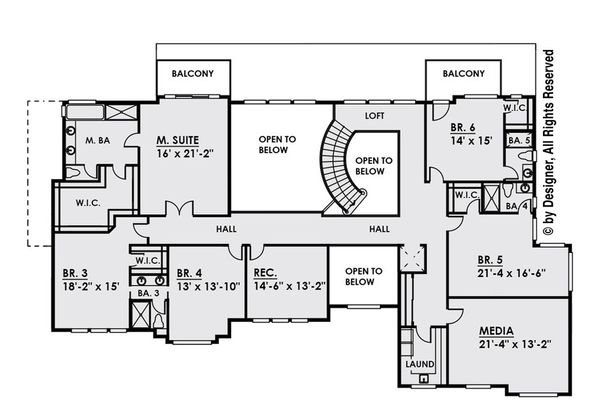 Architectural House Design - Contemporary Floor Plan - Upper Floor Plan #1066-30