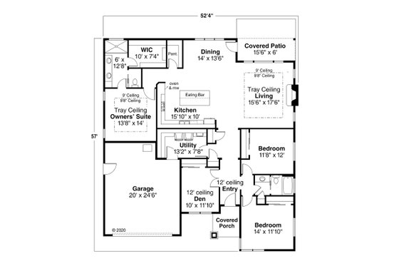Floor Plan - Main Floor for Modern House Plan #124-1231 - 3 bed, 2 bath