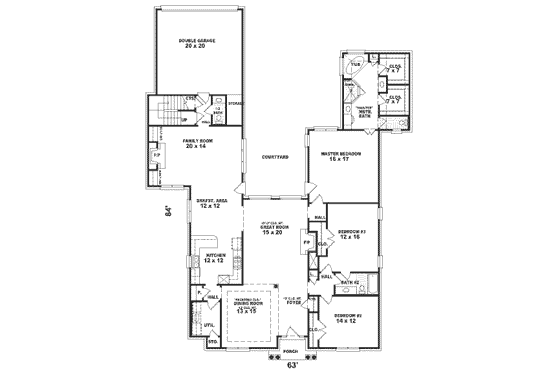 Floor Plan - Main Floor for Traditional House Plan #81-395 - 3 bed, 3.5 bath