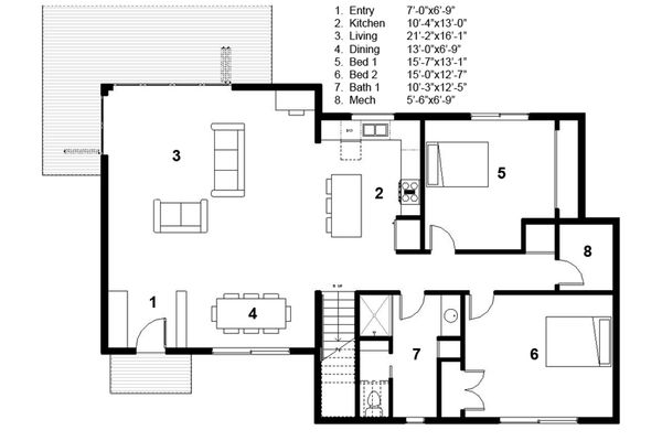 Modern Floor Plan - Main Floor Plan #497-31