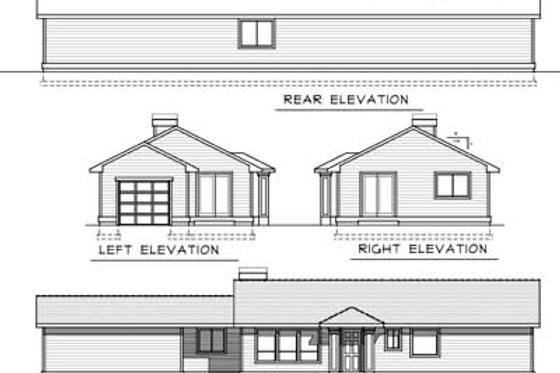 Exterior - Rear Elevation for Ranch House Plan #100-420 - 2 bed, 2 bath