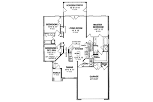 Floor Plan - Main Floor for Traditional House Plan #20-1586 - 3 bed, 2 bath