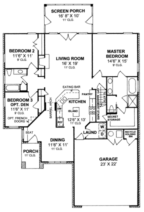 Architectural House Design - Traditional Floor Plan - Main Floor Plan #20-1586