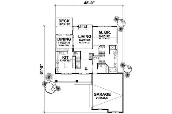Floor Plan - Main Floor for Craftsman House Plan #50-284 - 3 bed, 2.5 bath