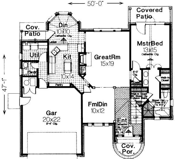 House Plan Design - European Floor Plan - Main Floor Plan #310-190