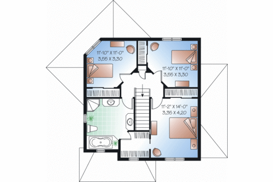 Floor Plan - Upper Floor for Country House Plan #23-2192 - 4 bed, 2.5 bath