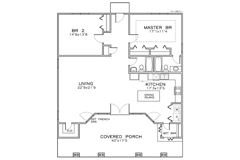 Home Plan - Floor Plan - Main Floor for Southern House Plan #8-282 - 2 bed, 2 bath
