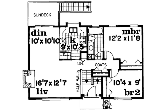 Floor Plan - Main Floor for Traditional House Plan #47-158 - 3 bed, 2 bath