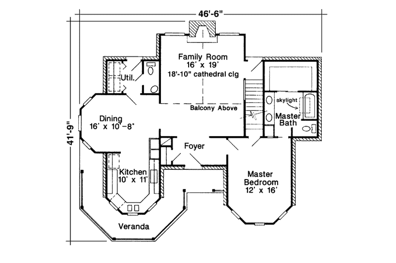 House Blueprint - Floor Plan - Main Floor for Victorian House Plan #410-216 - 3 bed, 2.5 bath