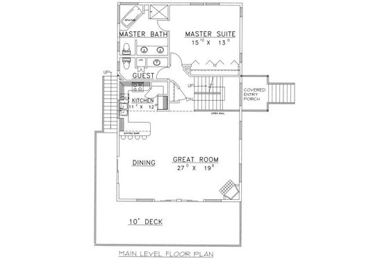 Floor Plan - Main Floor for Bungalow House Plan #117-571 - 3 bed, 2.5 bath