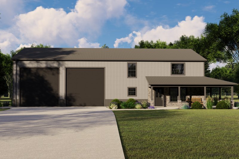 Architectural House Design - Barndominium Exterior - Front Elevation Plan #1064-134