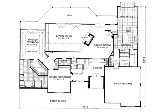 Floor Plan - Main Floor for European House Plan #322-116 - 4 bed, 2.5 bath