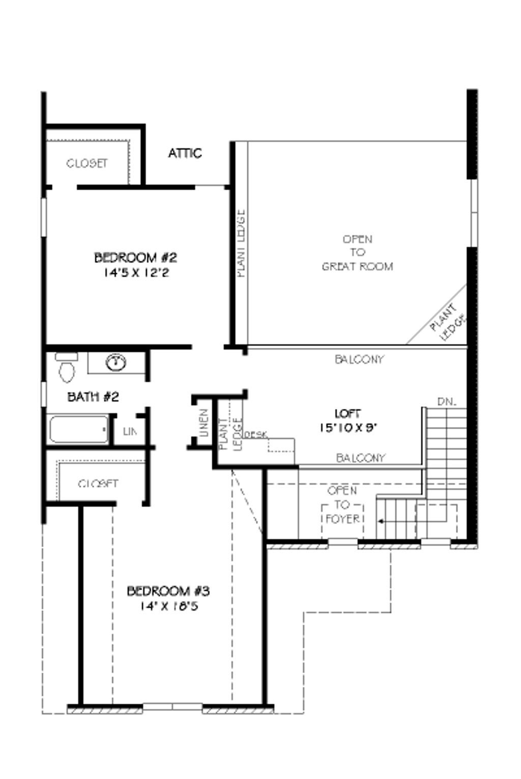 Floor Plan - Upper Floor for European House Plan #424-138 - 3 bed, 2.5 bath