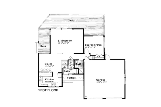 Floor Plan - Main Floor for Contemporary House Plan #312-838 - 3 bed, 2 bath