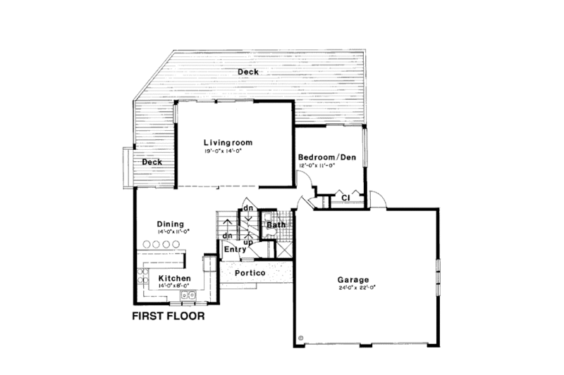 Contemporary Style House Plan - 3 Beds 2 Baths 1338 Sq/Ft Plan #312-838